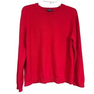 Vintage Lands End Red 100% Cashmere Crewneck Sweater Women's Sz M Quiet Luxury